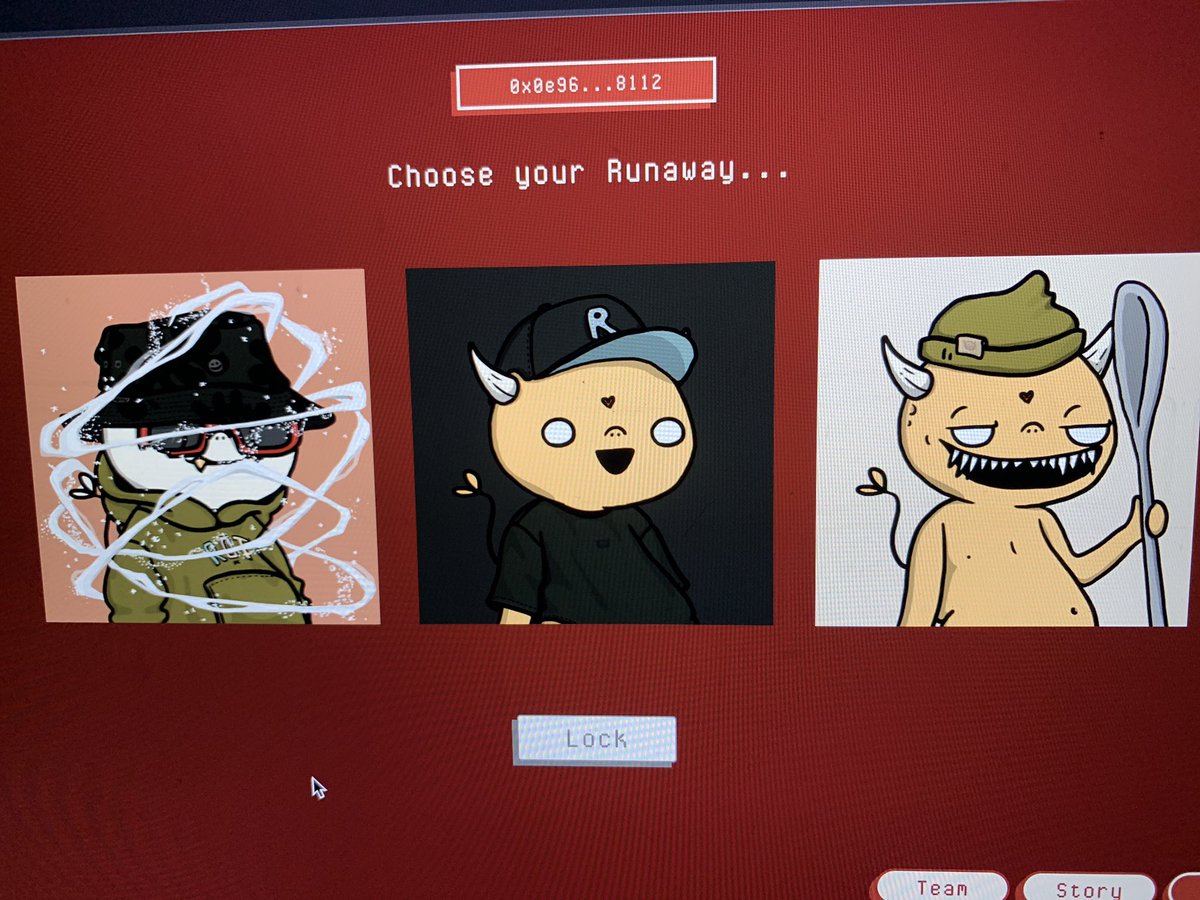 SL1M3T1M3's tweet photo. Really enjoy the @RunawaysNFT mint process. The ability to choose from the 3 in your trunk or.. just leave it closed. #rotn #rotnreveal I went with a clean guy and a super gremlin!  What would you have chose? https://t.co/pKvtUulc45