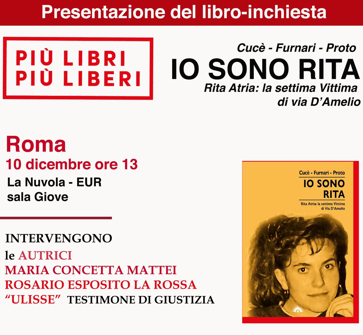 AssRitaAtria's tweet photo. #piùlibripiùliberi #RitaAtria #iosonoRita vi aspettiamo... nonostante l'ora... https://t.co/5aPcr2SQmh