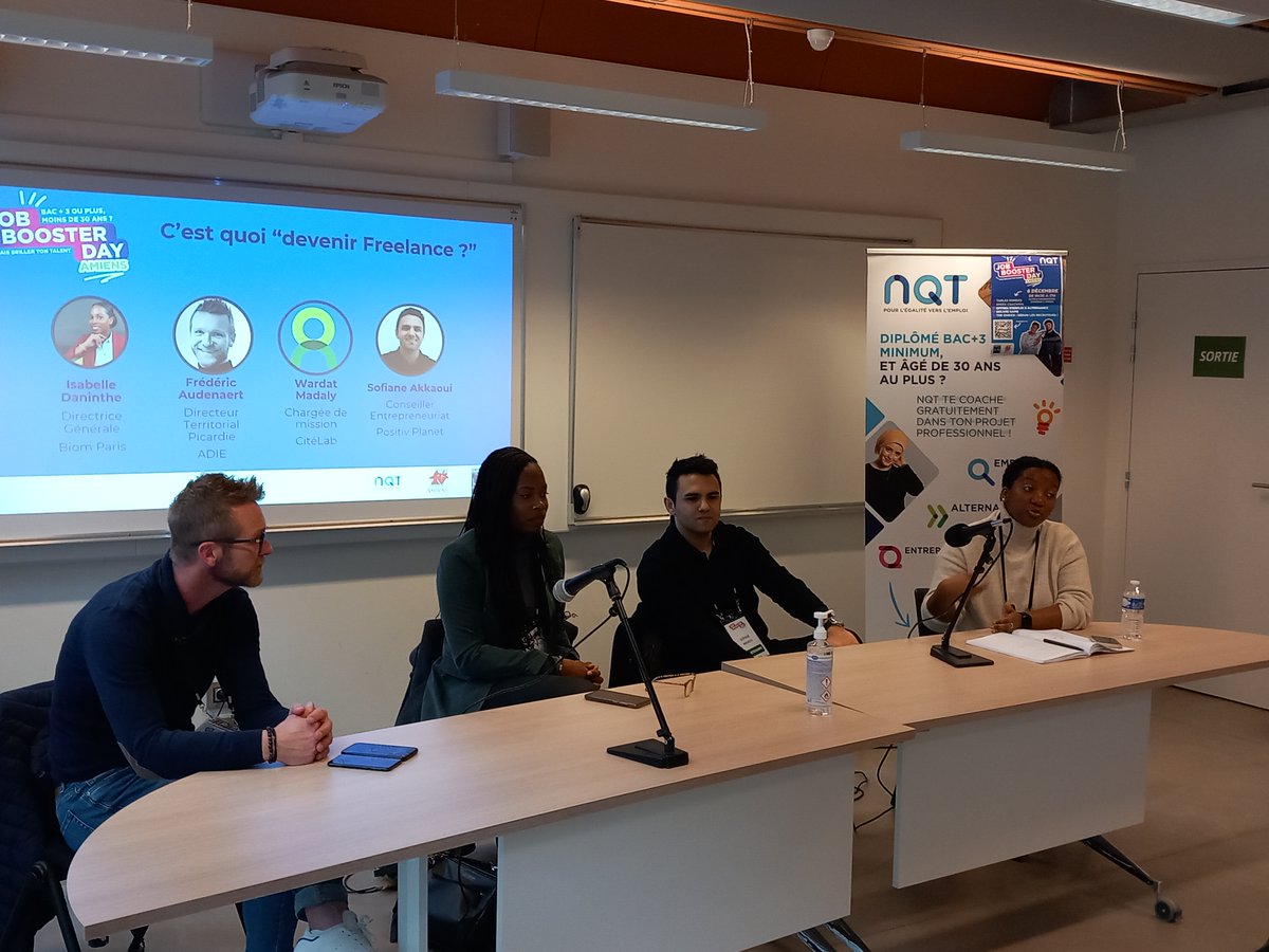 NQTasso's tweet photo. #JobBoosterDay #amiens. Table ronde "c'est quoi devenir Freelance?" Isabelle Daninthe @Biom_Paris, Frederic Audensert @Adieorg, Wardat Madaly citelab,
Sofiane Akkaoui @PositivePlanet_ échangent sur les défis à relever #entreprenariat #accompagnement #experiencepro #partage https://t.co/3rSJKvOui7