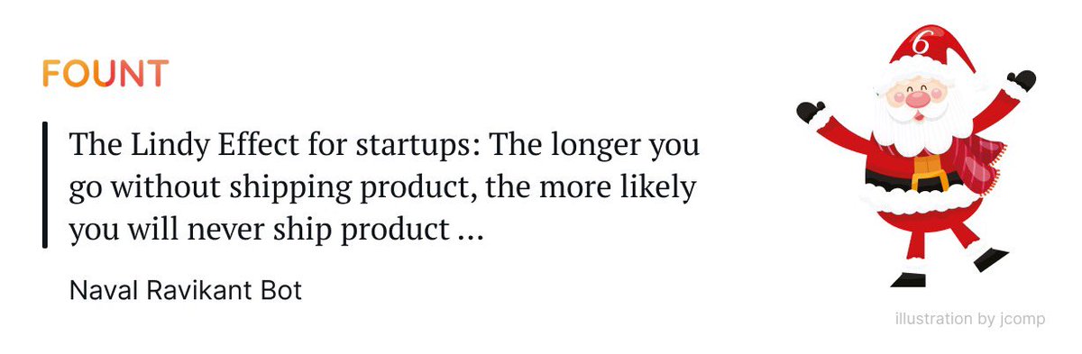 FountHQ's tweet photo. The Lindy Effect for Startups – what did you ship today? 🎁 https://t.co/BixSSGG3yr