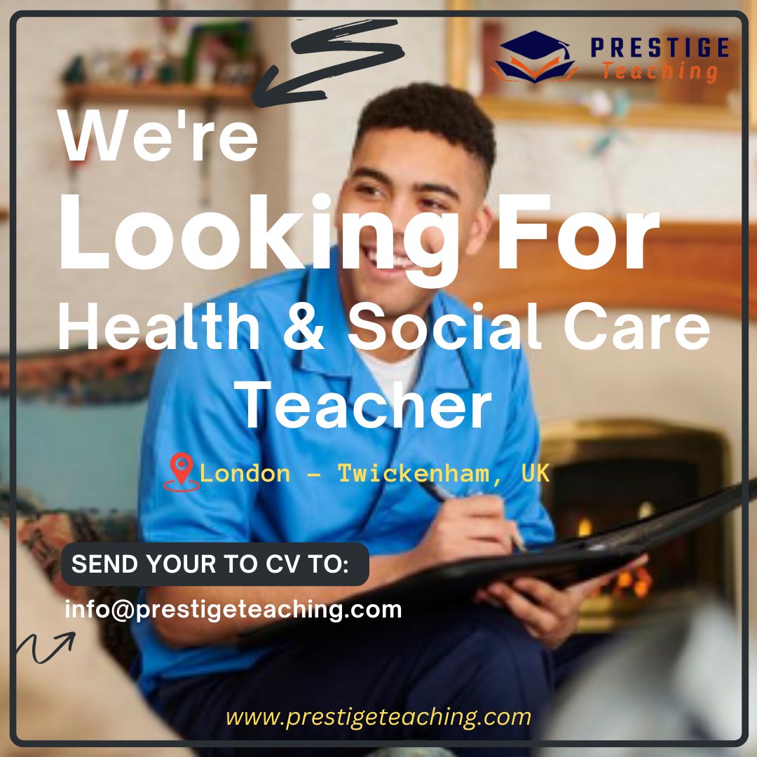 Health and Social Care Teacher vacancy in London, United Kingdom

Drop us a message or Submit your CV to: info@prestigeteaching.com