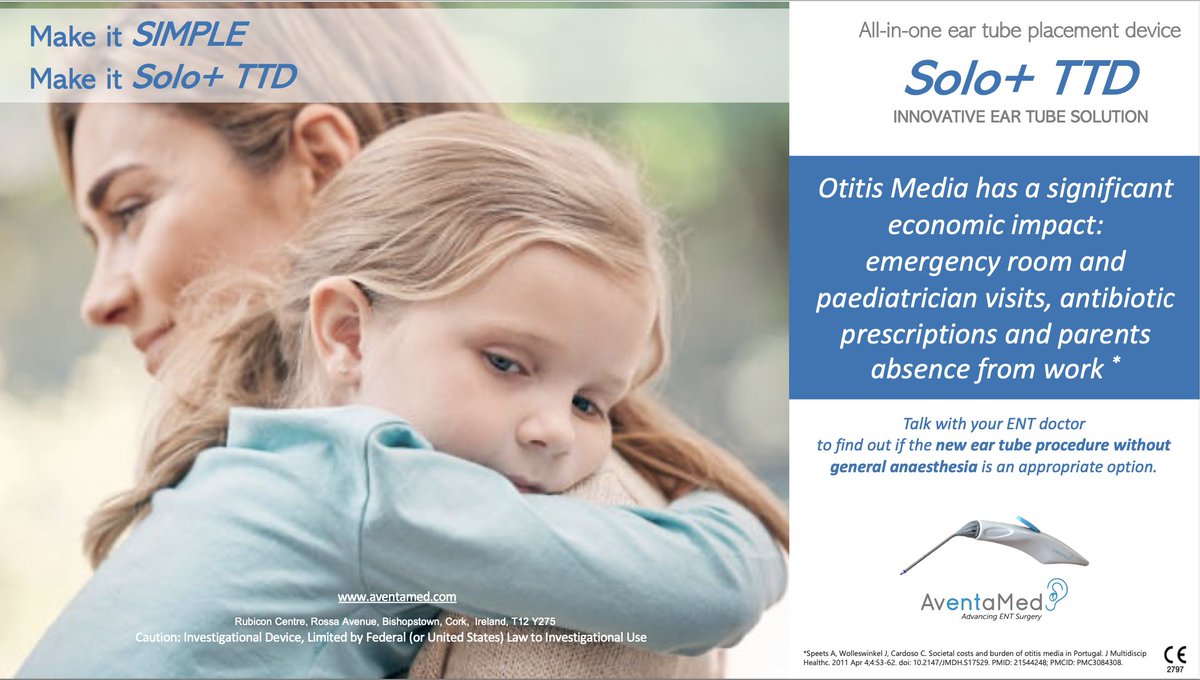 Otitis Media has a significant economic impact: emergency room and paediatrician visits, antibiotic prescriptions and parents absence from work
For more information go to aventamed.com
#eartubes #otorrino #ear #otorhinolaryngology #makeitsimple #eartubesurgery #otitis