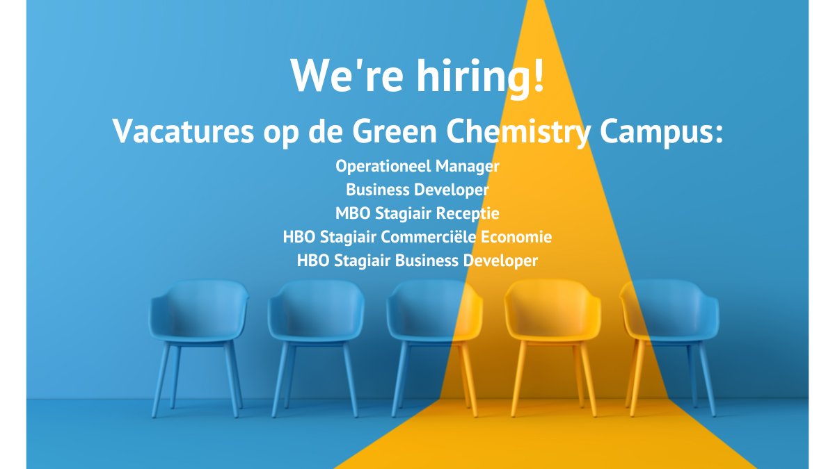 VACATURES | We're hiring! De Green Chemistry Campus in Gemeente Bergen op Zoom zoekt een Operationeel manager, Business Developer, MBO Stagiair Receptie, HBO Stagiair Commerciële Economie &amp; HBO Stagiair Business Developer: hhttps://lnkd.in/e3dqqXAu
#vacature