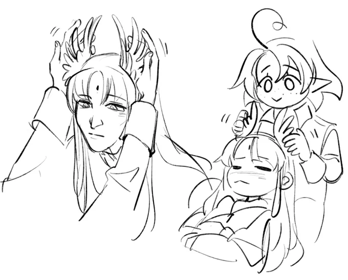 lightningstorm / petting the hair wings. to alleviate oripathy headaches! 
