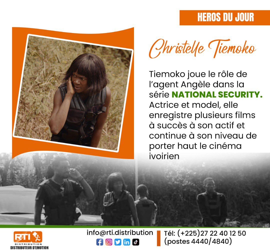 RTIDISTRIBUTION's tweet photo. Christelle Tiemoko joue le rôle de l’agent Angèle dans la série NATIONAL SECURITY. Actrice et model, elle enregistre plusieurs films à succès à son actif et continue à son niveau de porter haut le cinéma ivoirien.
#rtidistribution #babiwood #acteur #cinemaafricain #madeinciv https://t.co/iLIYlcfJb3