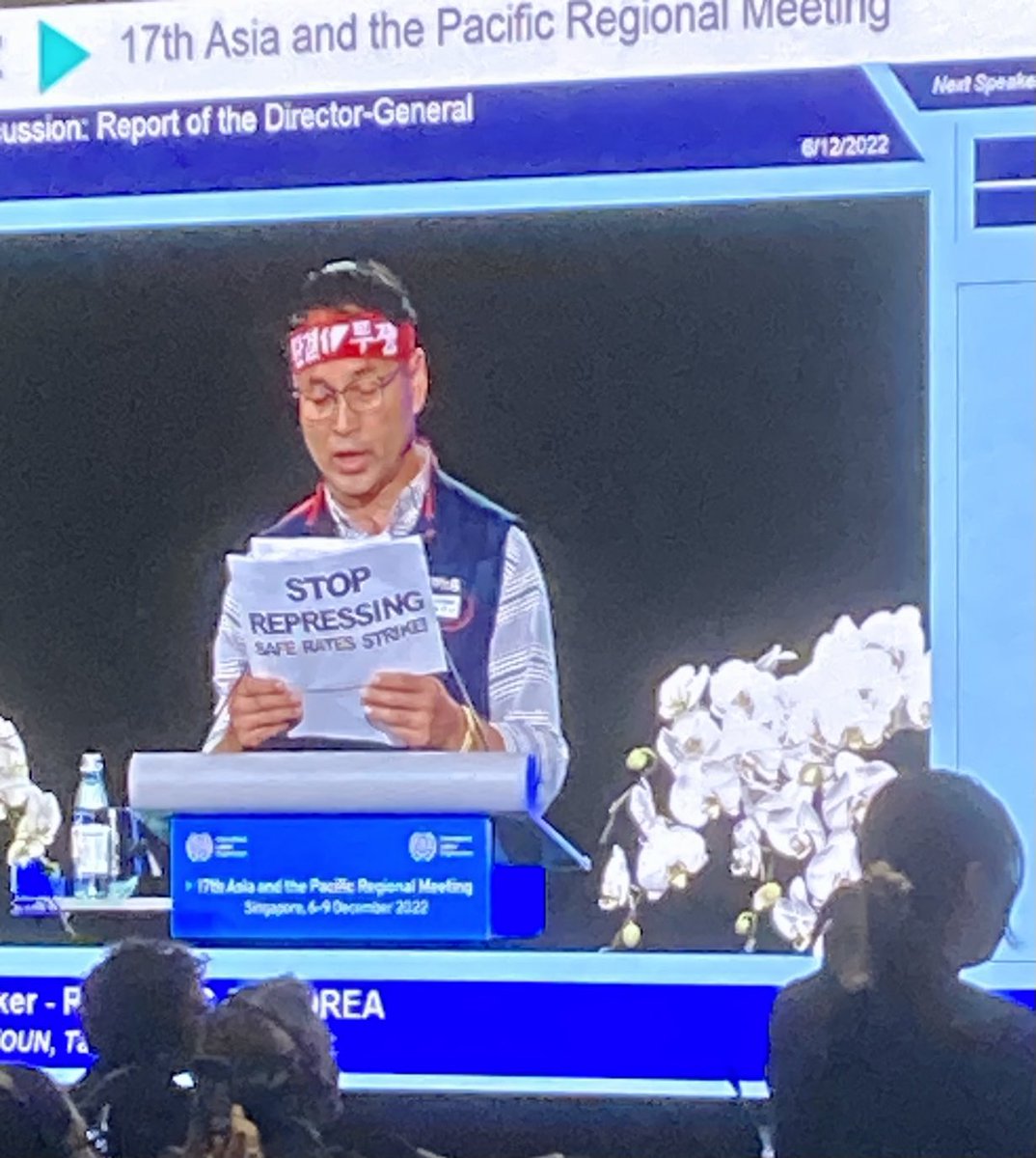 #KCTU intervention at #APRM2022: repression of workers’ rights is spread across the region, including in my country #Korea. We support the <a href="/ilo/">International Labour Organization</a> DG’s commitment to uphold rights at work! ⁦<a href="/ILOAsiaPacific/">ILOAsiaPacific</a>⁩ ⁦<a href="/ILOACTRAV/">ILO ACTRAV</a>⁩ ⁦<a href="/itucasiapacific/">ITUC-Asia Pacific</a>⁩