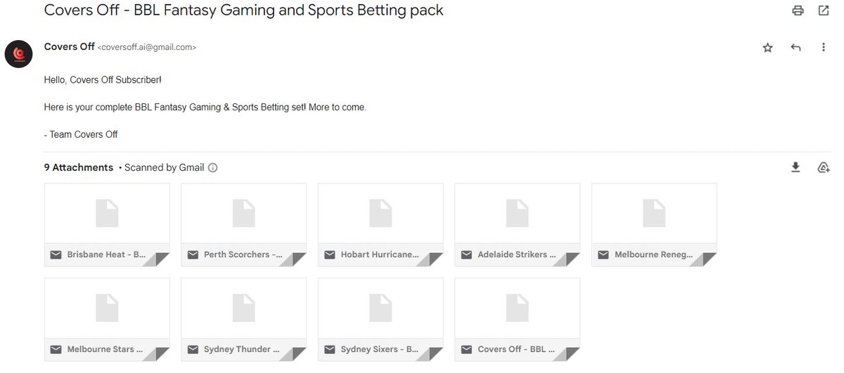 CoversoffAI's tweet photo. This is less than half of what you can get for $2.43 USD (199 INR). 

Subscribe to our @Preseasonedapp channel now to get your complete Covers Off @BBL set! Only 4 more days to go. https://t.co/2hGdUnd54R