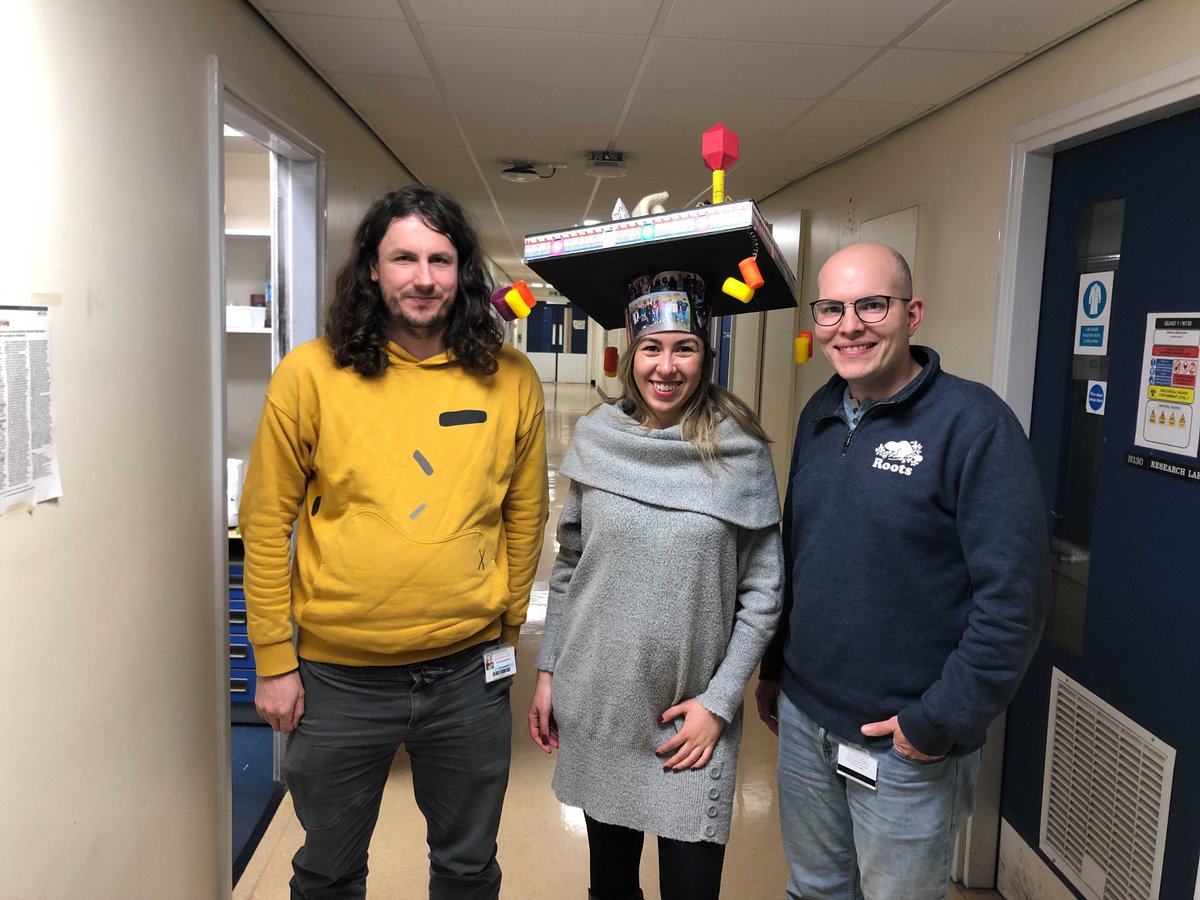 BanzhafLab's tweet photo. Congratulations to Dr. @gabiboelter. Its the first PhD student graduating from our laboratory - a defining moment for future grad. traditions. To honour my ancestral laboratories @TypasLab and Vollmer we crafted a PhD hat. Big thanks to @pmoyniha and Waldemar to hold the viva. https://t.co/S2HzO4ioAr