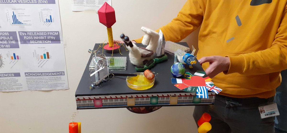 BanzhafLab's tweet photo. Congratulations to Dr. @gabiboelter. Its the first PhD student graduating from our laboratory - a defining moment for future grad. traditions. To honour my ancestral laboratories @TypasLab and Vollmer we crafted a PhD hat. Big thanks to @pmoyniha and Waldemar to hold the viva. https://t.co/S2HzO4ioAr