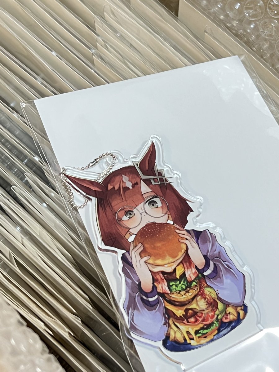 1girl food solo horse ears burger animal ears glasses  illustration images