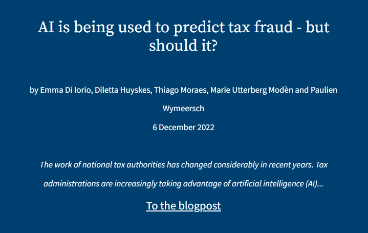 KUL_AI_SSchool's tweet photo. Eager to know how tax authorities deploy #AI to predict tax fraud, and which implications this has?

In a new post, Emma Di Iorio, @dilettahuyskes_, Thiago Moraes, @MarieUtterberg &amp; Paulien Wymeersch discuss some challenges in this context.

Read it here: https://t.co/MzY6DQw6kZ https://t.co/oK5EKG0aQQ