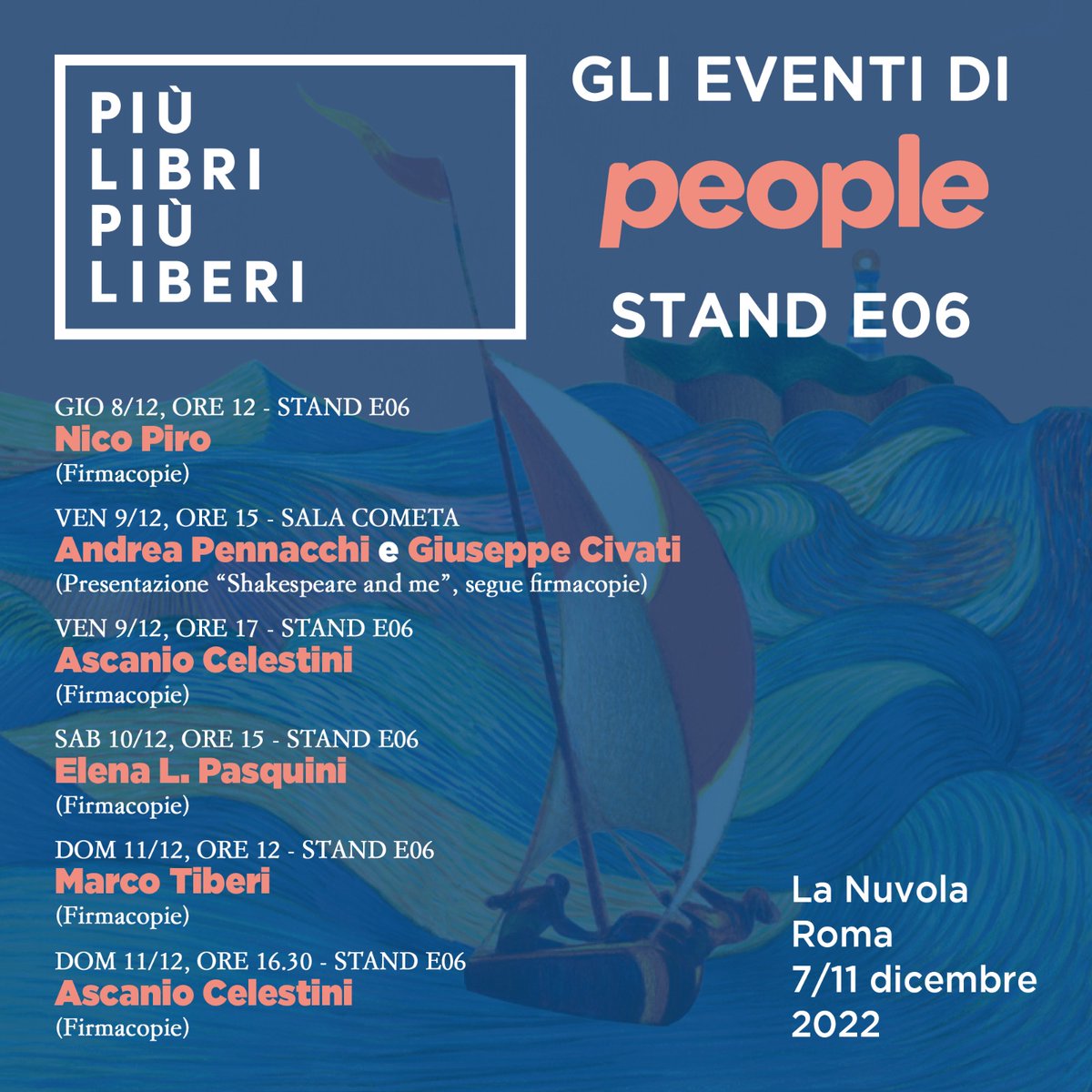 People (@peoplepubit) on Twitter photo - <a href="/_Nico_Piro_/">Nico Piro</a>
- <a href="/Pennacchiiiii/">andrea pennacchi</a>
- <a href="/civati/">Giuseppe Civati</a>
- <a href="/AscanioCelestin/">Ascanio Celestini</a>
- <a href="/elenapasquini/">Elena L. Pasquini</a>
- <a href="/MarcoTiberi/">Marco tiberi</a>
La nostra formazione per #Piùlibripiùliberi. Vi aspettiamo alla Nuvola di #Roma, Stand E06, da giovedì #8dicembre a domenica! - <a href="/_Nico_Piro_/">Nico Piro</a>
- <a href="/Pennacchiiiii/">andrea pennacchi</a>
- <a href="/civati/">Giuseppe Civati</a>
- <a href="/AscanioCelestin/">Ascanio Celestini</a>
- <a href="/elenapasquini/">Elena L. Pasquini</a>
- <a href="/MarcoTiberi/">Marco tiberi</a>
La nostra formazione per #Piùlibripiùliberi. Vi aspettiamo alla Nuvola di #Roma, Stand E06, da giovedì #8dicembre a domenica!