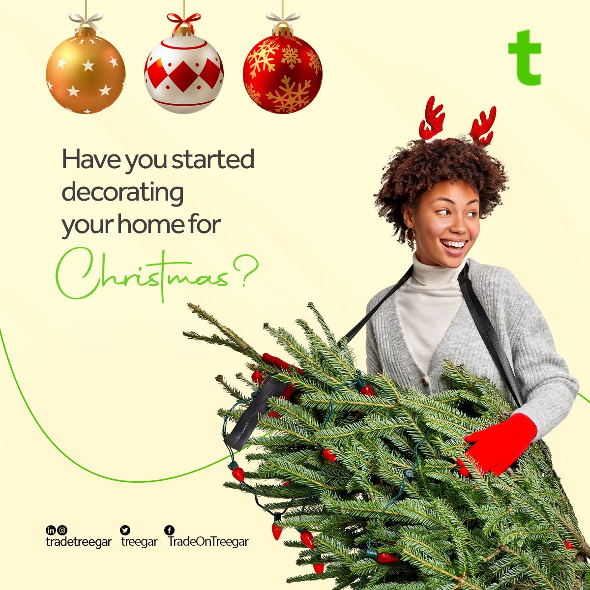 TradeOnTreegar's tweet photo. Let the countdown begin 🥳🥳🥳.

Can you feel it? Christmas is in the air🥳🥳🥳

This Christmas, don’t miss out on decorating your home😉. https://t.co/ADj8b03hWB
