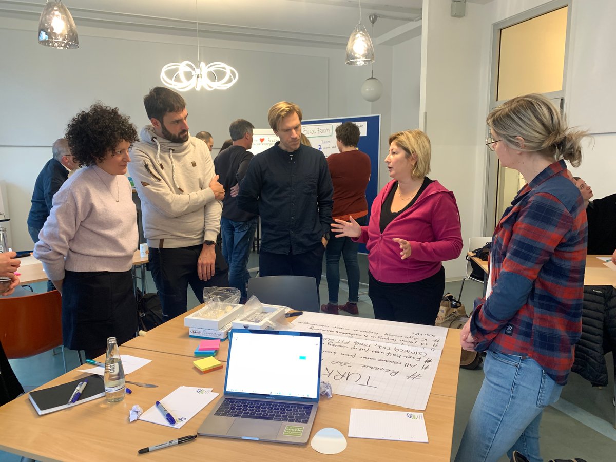 agile42's tweet photo. We had a great coach camp in Berlin! Our teams are distributed worldwide, so it's always great when we can connect and learn from one another in a shared space. We even had one special visitor, Cocco! I think we can all agree that dogs help create a happier work environment! 😉 https://t.co/mba9Fqy8Vu