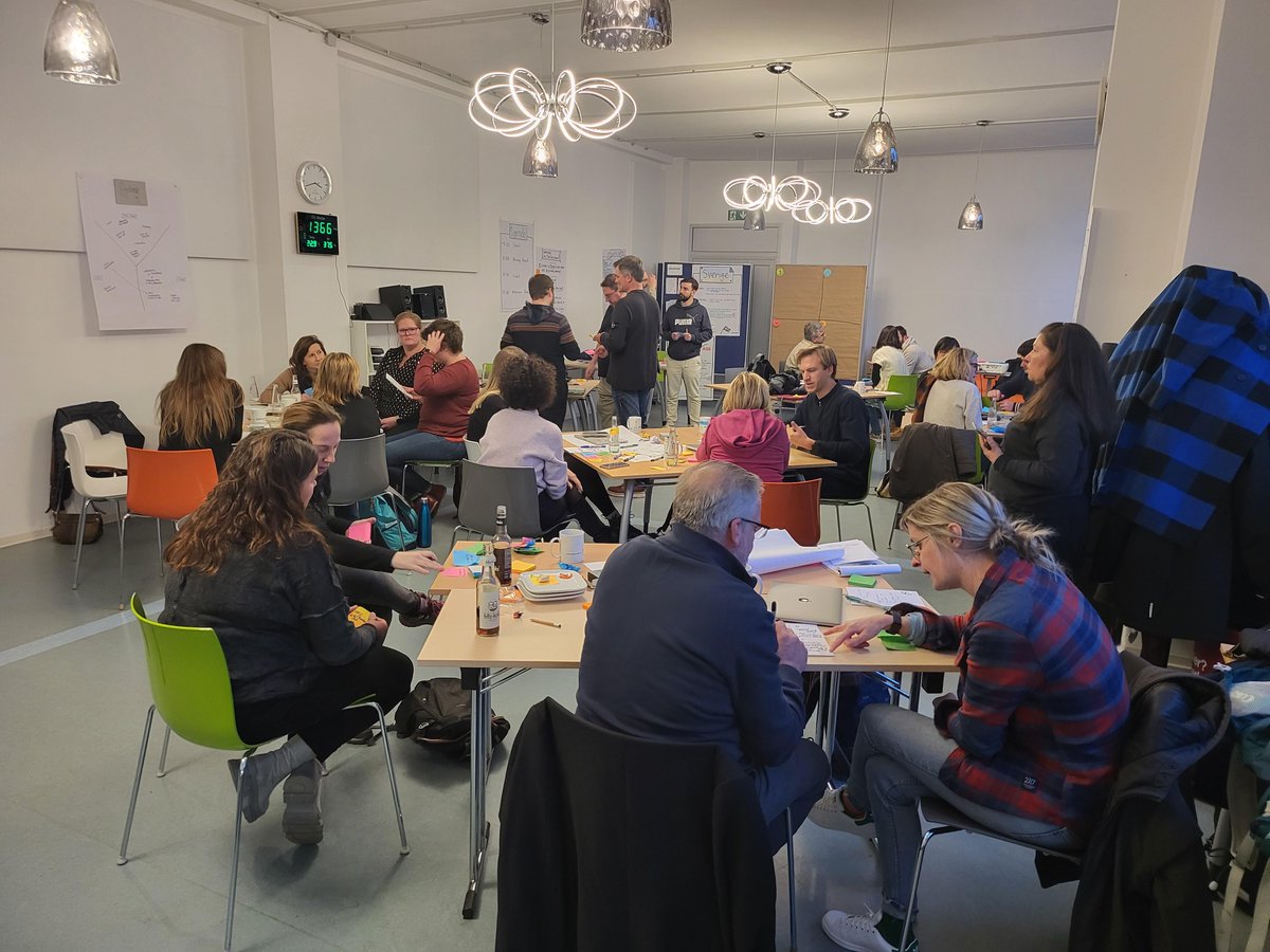 agile42's tweet photo. We had a great coach camp in Berlin! Our teams are distributed worldwide, so it's always great when we can connect and learn from one another in a shared space. We even had one special visitor, Cocco! I think we can all agree that dogs help create a happier work environment! 😉 https://t.co/mba9Fqy8Vu