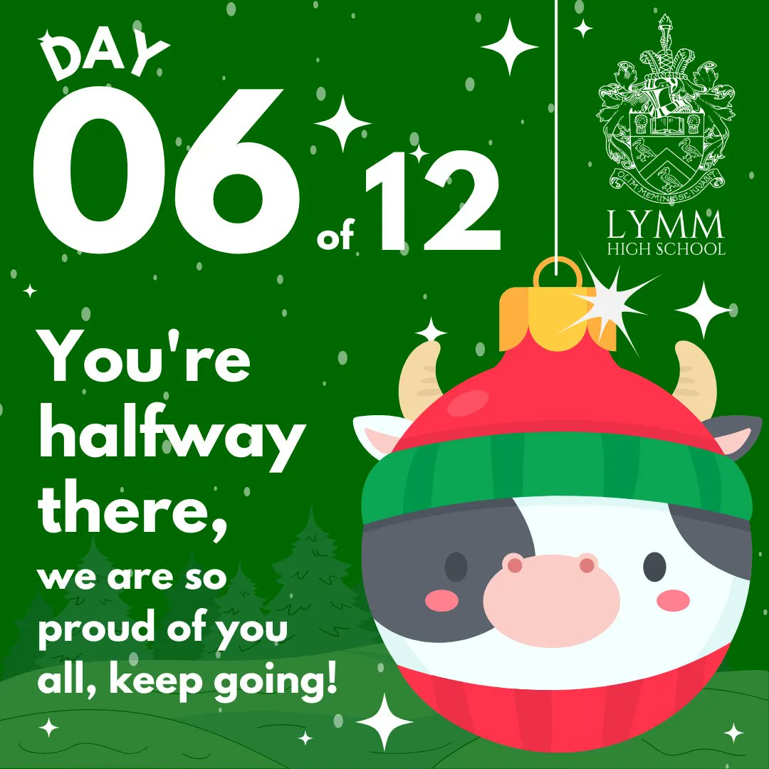 LymmHighSchool's tweet photo. Day 6: You're halfway there, we are so proud of you all, keep going! Remember that our Revision Room is available for independent study every Tuesday, Wednesday and Thursday after school from 3.10-4pm! #keepgoing #endurance #12daysofchristmas #year11revisionsupport #timetoperform https://t.co/Za5aCxBmDE