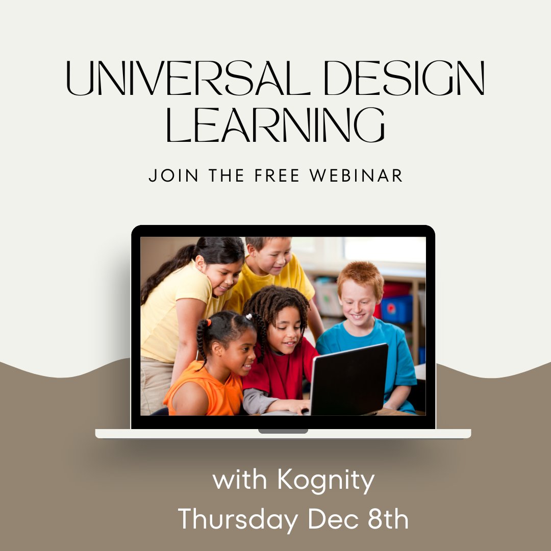 alicekeeler's tweet photo. TODAY!!! 🏫 FREE!
Register to participate live or to access the recording afterwards: @KognityEd webinar about UDL for educators TODAY Thursday 2pm EST!
https://t.co/OA0vT6mOrn
#UDL #sponsored #universaldesignlearning https://t.co/ThoxwiGnsl