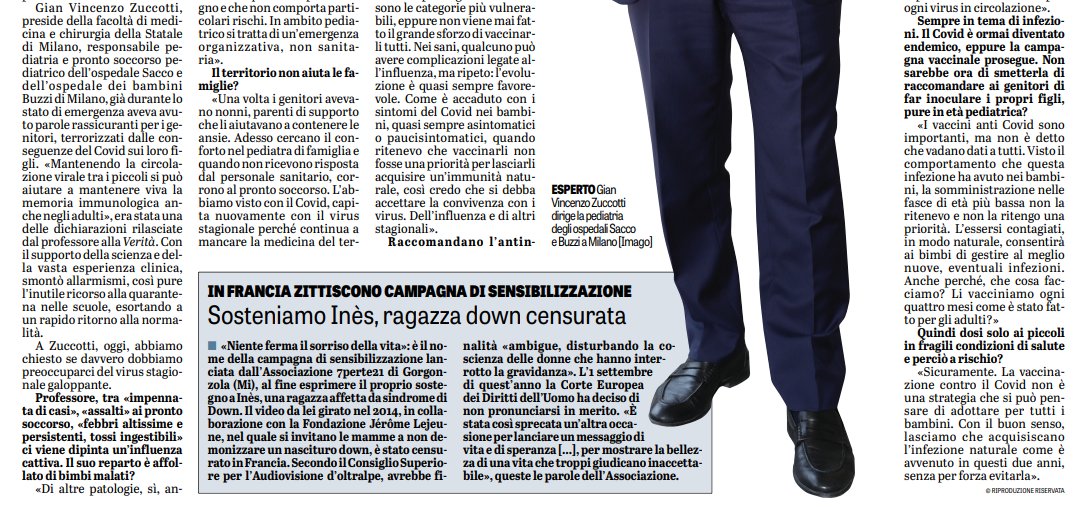 UN PEDIATRA DI CUI FIDARSI E' IL PROF #Zuccotti del #Buzzi. Vaccinare i bambini per proteggere i nonni? NO. Visto il comportamento del virus nei piccoli non è una priorità. L’essersi contagiati,
in modo naturale, consentirà ai bimbi di gestire al meglio nuove, eventuali infezioni