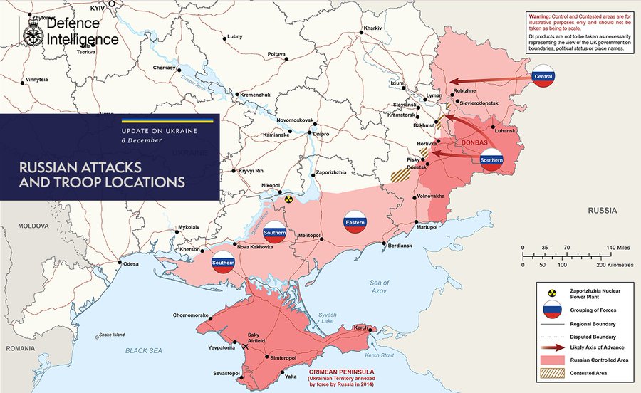 Russian attacks and troop locations map 06/12/2022)