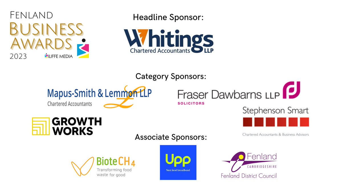 Meet our Fenland Citizen Business Awards 2023 sponsors!

To find out how your business could benefit from sponsorship visit the nomination website and send us a 'Contact' message

fenlandcitizenbusinessawards.co.uk

#business #businessawards #awards2023 #fenland #cambridgeshire #sponsors