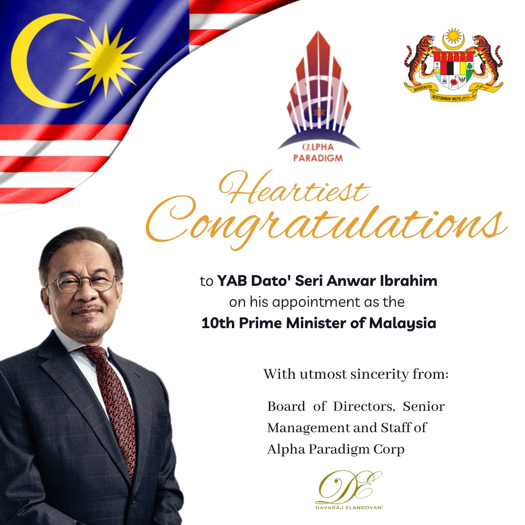 alphaparadigm_'s tweet image. and we believe that under his stewardship, Malaysia will advance and become the regional leader in the digital economy. We hope that the new government he leads will bring success, stability, peace, and economic growth to all Malaysians. 
🇲🇾🇲🇾🇲🇾🇲🇾🇲🇾🇲🇾🇲🇾🇲🇾 
#AlphaParadigmCorp
