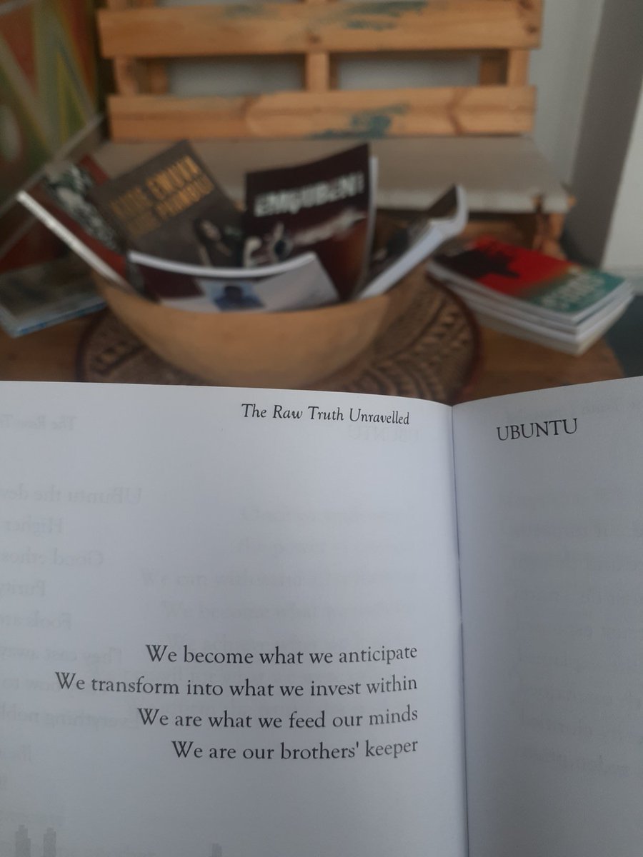 Today we are reading the book Ubuntu :The Raw Truth Unravelled,  amplified herein is an apologetic bold voice with a sole mandate to remind the human race that it is not too late to bind our thoughts as one for positive impact, to practise one love, peace and unity. #Ubuntu