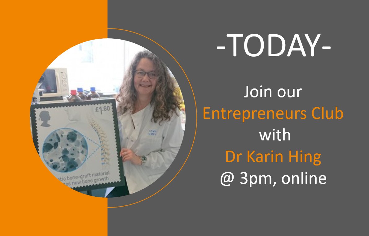 Don’t miss our Entrepreneurs Club <a href="/QMUL/">Queen Mary University of London</a>.
TODAY at 3 pm, online. 

Dr Karin Hing talks about her entrepreneurial journey and how her fundamental #research  translated into commercial success with real-world #impact. 

To register email: a.klockner@qmul.ac.uk