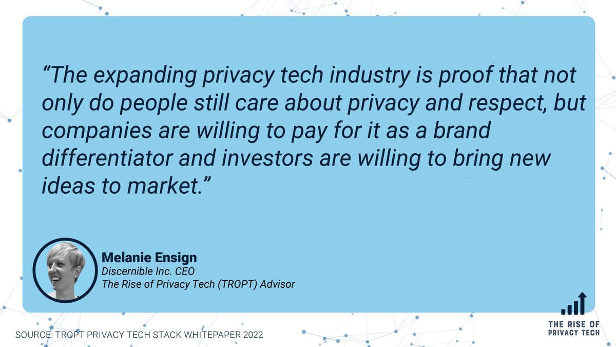 🗣 <a href="/DiscernibleInc/">Discernible Inc</a> CEO <a href="/iMeluny/">Melanie Ensign</a> on privacy tech as a brand differentiator. More insights in TROPT Privacy Tech Stack Whitepaper 2022:riseofprivacytech.com/troptprivacyte…