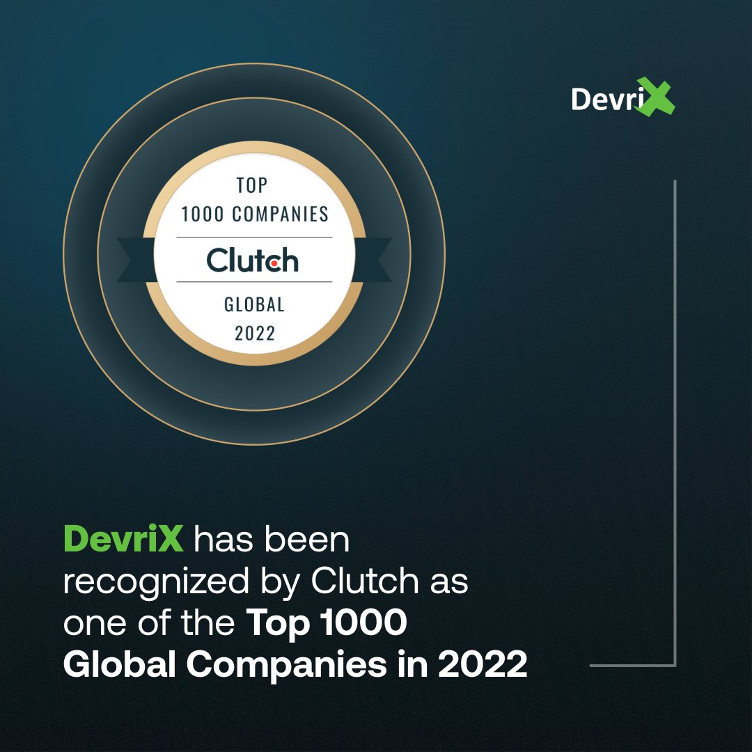 wpdevrix's tweet image. We have been recognized as one of the Top 1000 Global Service Providers in 2022 by Clutch.co! 🌟💪

Many thanks to our clients for their recognition and huge props to the amazing #TeamDevriX for their hard work and dedication!💚

#devrix #clutch #Clutch1000