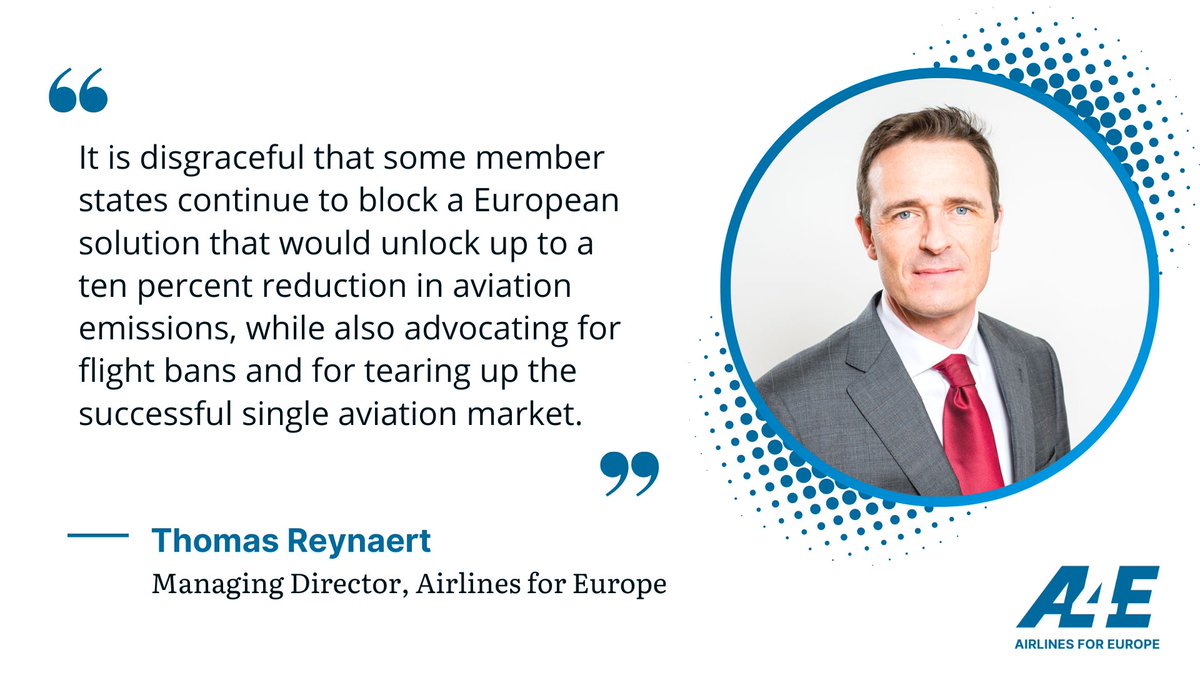 A4E commends the member states and Commissioner <a href="/AdinaValean/">Adina Valean</a> who expressed their strong public support in favour of the Single European Sky 🛫

MS must stop putting national interests ahead of EU interests and deliver for passengers, airlines and especially the planet 🌍