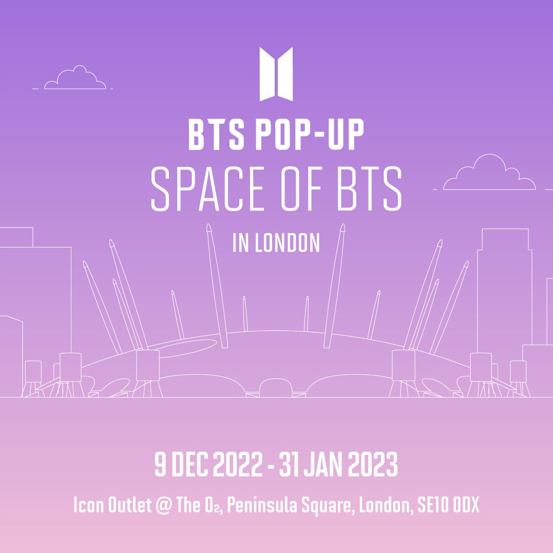 BTSUKUNITE's tweet photo. BTS POP-UP: SPACE OF BTS will open in LONDON! 🇬🇧

The pop-up will feature themed merchandise inspired by BTS tracks and series 'IN THE SOOP'!

📌 Icon Outlet at The O2 
📅 9 Dec 2022 – 31 Jan 2023

For opening times, see the link below! https://t.co/SYyEKIsZ0R