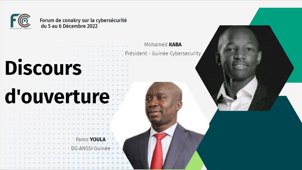 #FCC la cérémonie d'ouverture par le Directeur Général de <a href="/AnssiGuinee/">ANSSI Guinée</a>  @Famo Youla et le président de <a href="/GnCybersecurity/">Guinée Cybersécurité</a> @Mohamed kaba.

Un grand merci à nos Sponsors