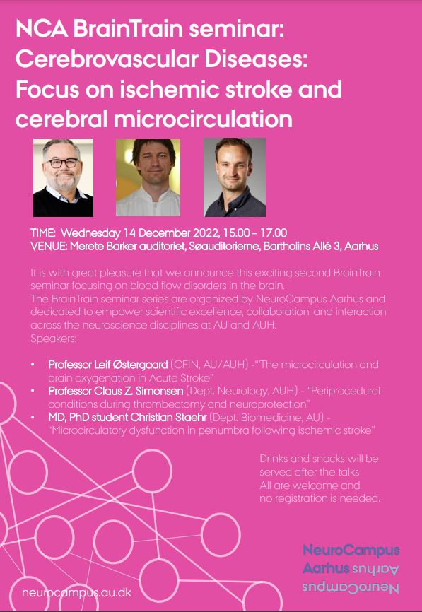 Join our #seminar in Aarhus about #stroke and cerebral #microcirculation on 14 Dec.

Pls. RT!

@stergaard_leif, <a href="/clauszsimonsen/">Claus Z. Simonsen</a>, #NeuroCampusAarhus #HealthAU, <a href="/DCAcademyDK/">Danish Cardiovascular Academy</a> , @HealthAarhusUni. 
I look forward to show some of our recent data from this study: biorxiv.org/content/10.110…