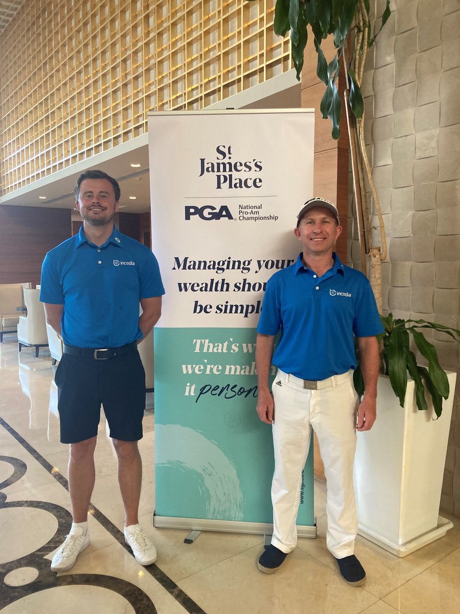 IncodiaInt's tweet photo. Congratulations to our Operations Manager Richard and PGA Professional Sam Teer for finishing in 6th place in the National Pro-AM Championship at St James's Place in Turkey!

They competed against 12 other regional finalists, scoring 40 points while sporting Incodia golf shirts! https://t.co/KHZaWyf8Ty