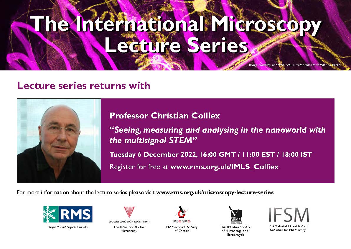 Still time to sign up (FREE) for today's International Microscopy Lecture from Christian Colliex <a href="/STEM_LPS/">STEM_LPS</a>  4pm (GMT)

#MicroscopyLectures #IMLS

Sign up here: ow.ly/6k9T50LUWWL

<a href="/ISMicroscopy/">ISM</a> <a href="/MSC_SMC/">Microscopy Society of Canada (MSC)</a> @IoP_EMAG <a href="/RMS_EarlyCareer/">RMS Early Career Researchers</a> <a href="/JofMicroscopy/">JournalofMicroscopy</a> <a href="/MicroscopyViews/">Microscopy&Analysis</a>