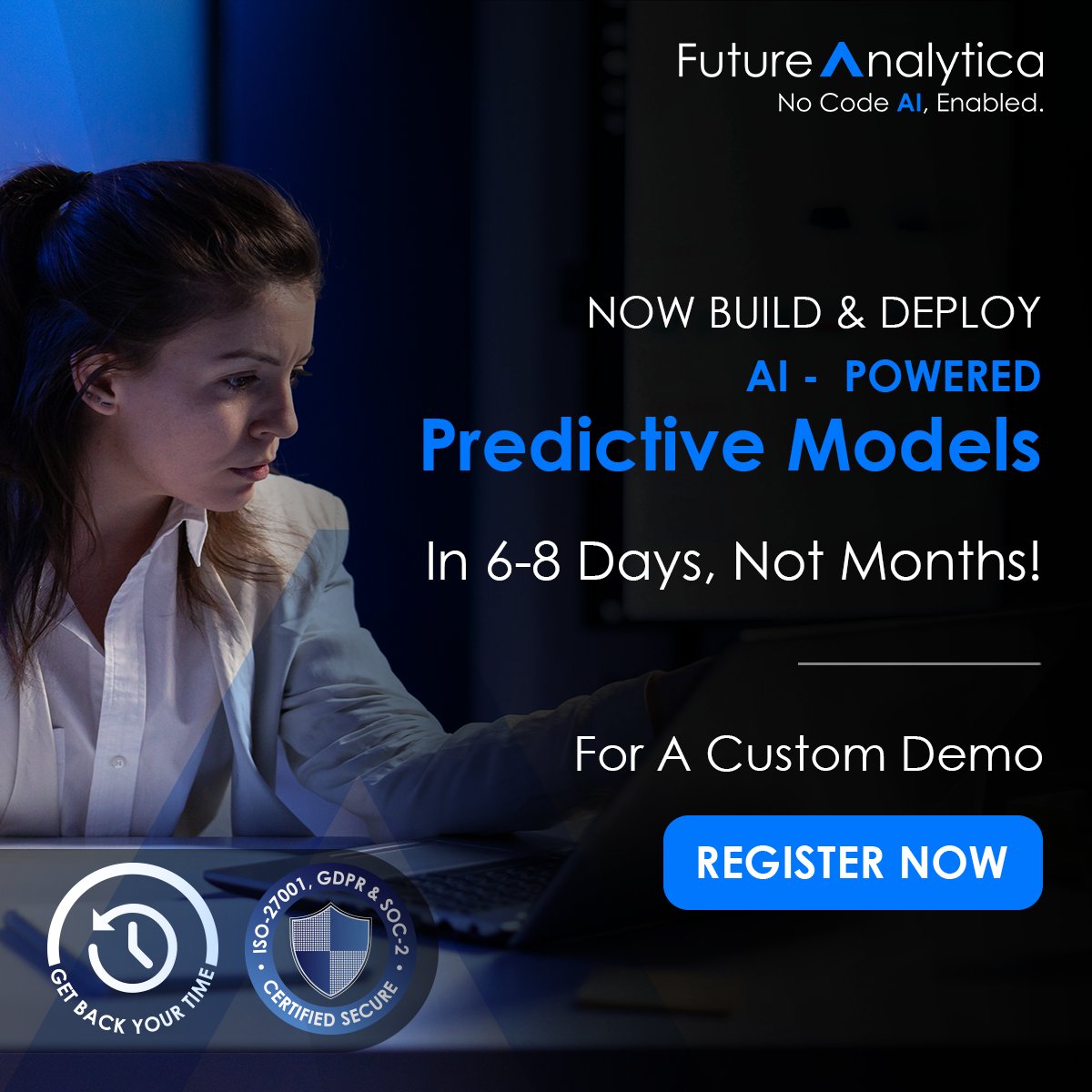 analyticafuture's tweet photo. Now create predictive machine learning models >40x faster, with more accuracy — powered by FutureAnalytica's cutting-edge, proprietary AI offering — the world's first &amp; only end-2-end no-code AI platform!

Please book a custom demo.

#ai #machinelearning #ml https://t.co/5hUgpDmH1j