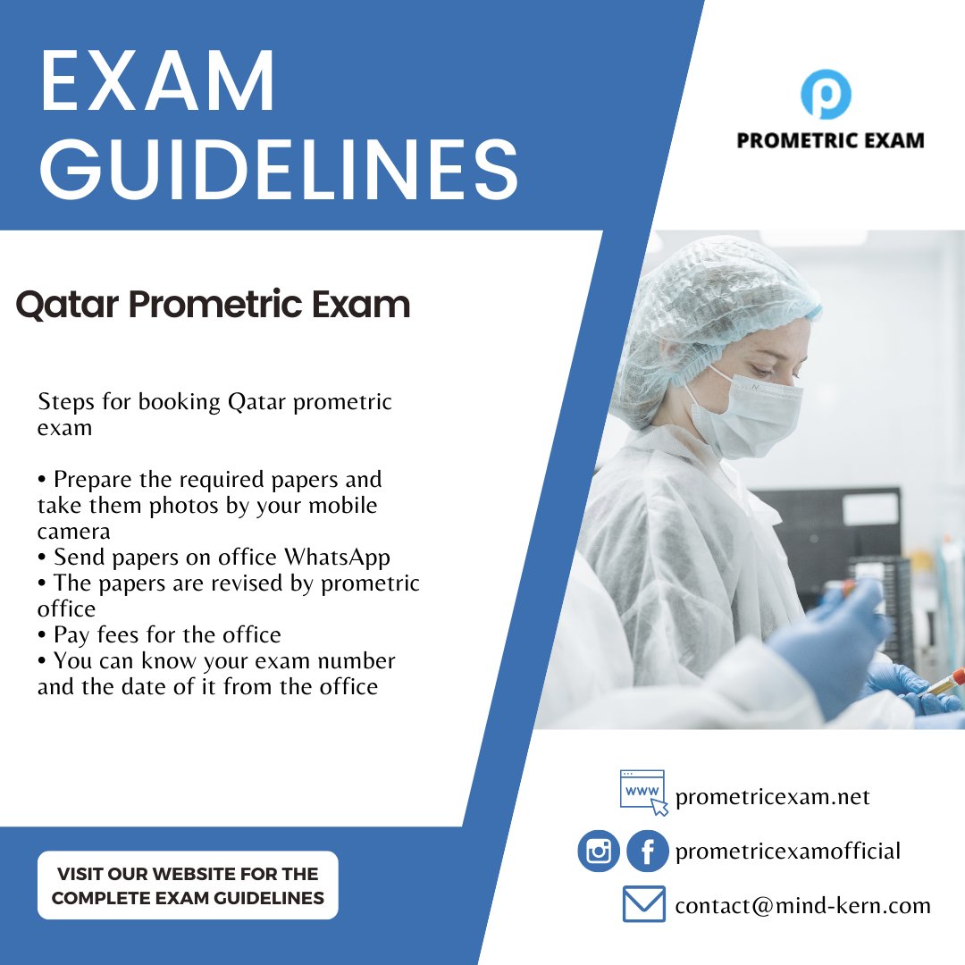 ExamPrometric's tweet image. &quot;Here are the steps for booking Qatar Prometric Exam. Visit our website to see complete guidelines.

#MCQs #QatarPrometricExam #examguidelines #prometricexams&quot;