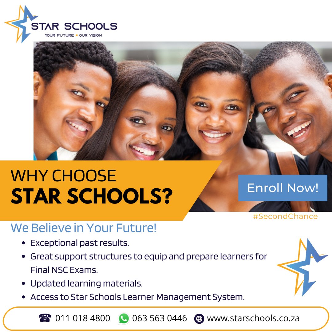 starschools's tweet photo. Matric Re-Write – Your Second Chance!

Star Schools offers you a second chance to attempt your matric for a better matric pass rate. Register with the best Rewrite Centre in the country to open your pathway to university education. 
#starschools #matricrewrite #education #Grade12 https://t.co/upgSALqhN8