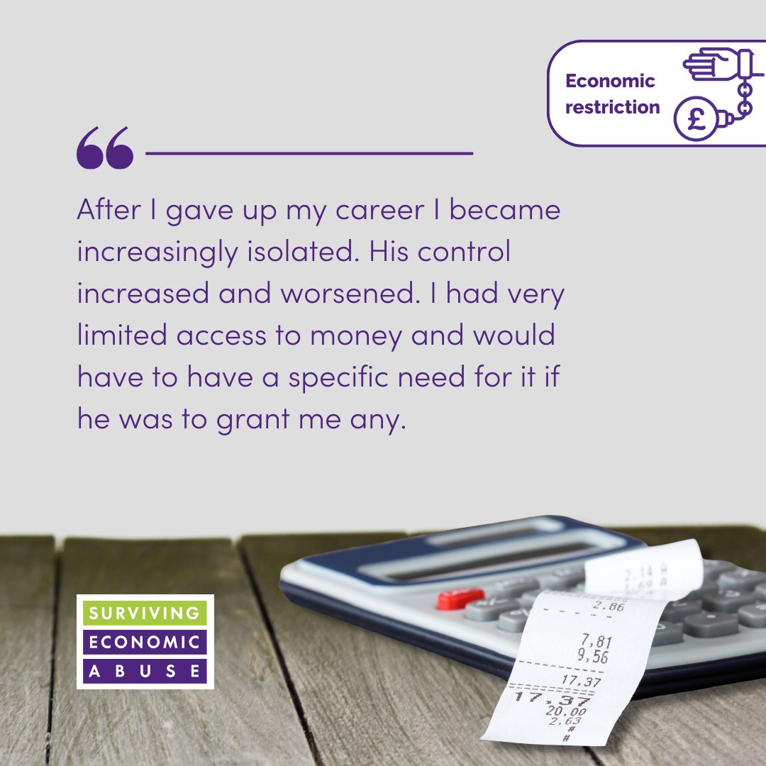 SEAresource's tweet photo. Restricting access to money or dictating how it is used is a form of Economic Abuse. Controlling behaviours like these are designed to limit your freedom and choices. 

Find out more about economic abuse ��  https://t.co/IollVSNPQH 

#16Days #16DaysOfActivism https://t.co/Ex1SATIqDJ