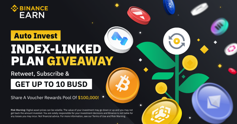 binance's tweet photo. Take part in our new #Binance Auto-Invest giveaway to share $100,000 in crypto rewards!

To enter:
🔸 Retweet this post
🔸 Create an Index-Linked Auto-Invest daily plan
🔸 Buy crypto through the Index-Linked Auto-Invest daily plan for at least 5 consecutive days

Get involved ⤵️