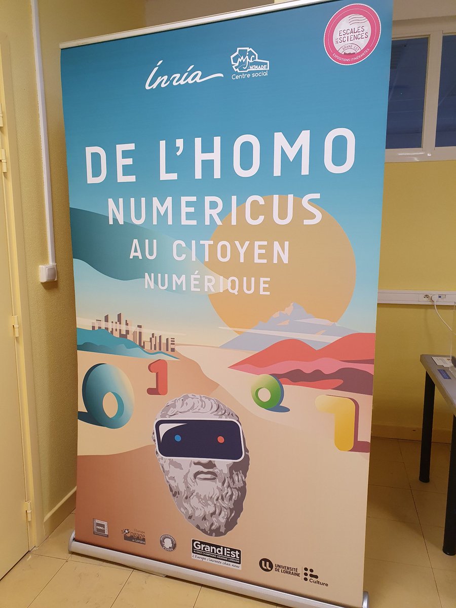 SylvieVitel's tweet image. Exposition #HomoNumericus @Inria_Nancy installée avec #cordéesdelareussite @LPOJullyStAvold. Disponible pour tous les élèves du secteur. Jeu immersif #inside #Cards @Projet_eTAC. Intérêt des adultes et motivation des élèves.