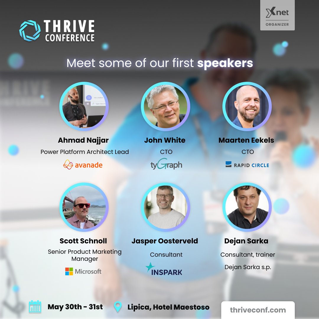 Thrive Conference (@thriveitconf) on Twitter photo Today we are announcing a first list of six confirmed speakers😍AhmadNajjar, John Patrick White Maarten Eekels,  Scott Schnoll, JasperOosterveld,  DejanSarka   
Get your ticket👉 bit.ly/2SLKond 
#ThriveITConf #microsoft #Admin #Azure #BI #Cloud #CxO #Data #Development Today we are announcing a first list of six confirmed speakers😍AhmadNajjar, John Patrick White Maarten Eekels,  Scott Schnoll, JasperOosterveld,  DejanSarka   
Get your ticket👉 bit.ly/2SLKond 
#ThriveITConf #microsoft #Admin #Azure #BI #Cloud #CxO #Data #Development