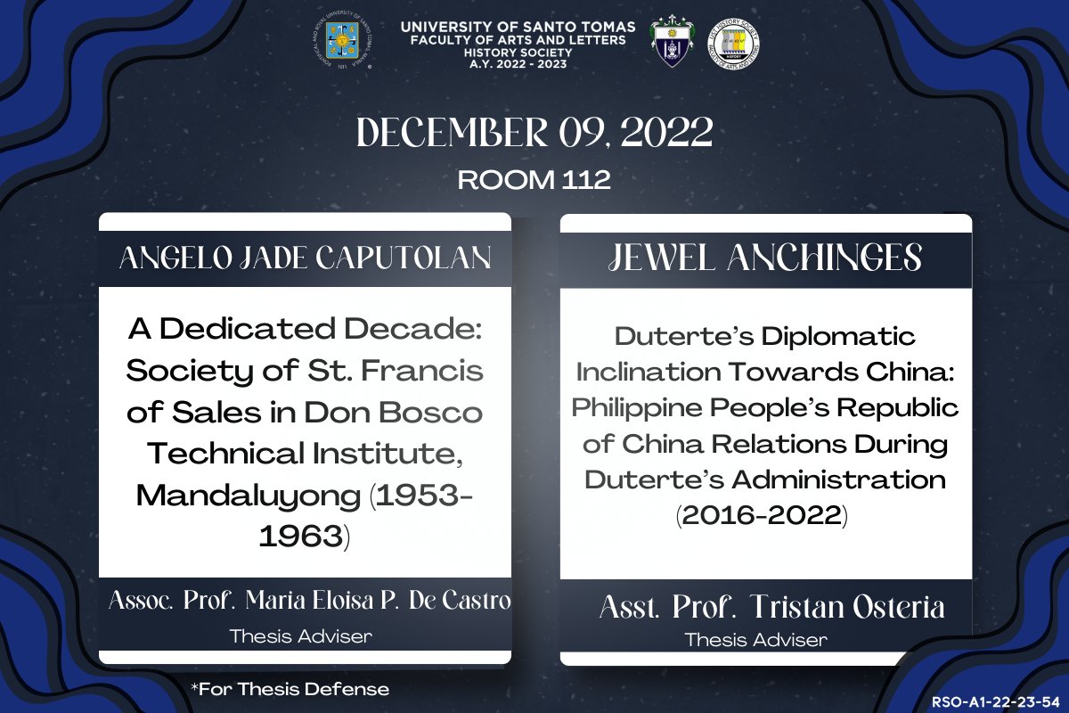 USTHSTSOC's tweet photo. Caption by: Charlie Carlos | Team Secretary
Boards by: Francine Claire Tamayo and | Arts and Design Committee
#Batch2023
#ThesisColloquium
#Unrave11ingHistory
#VivaLaHistoria
#OneForHistory https://t.co/AWJta8rnx6