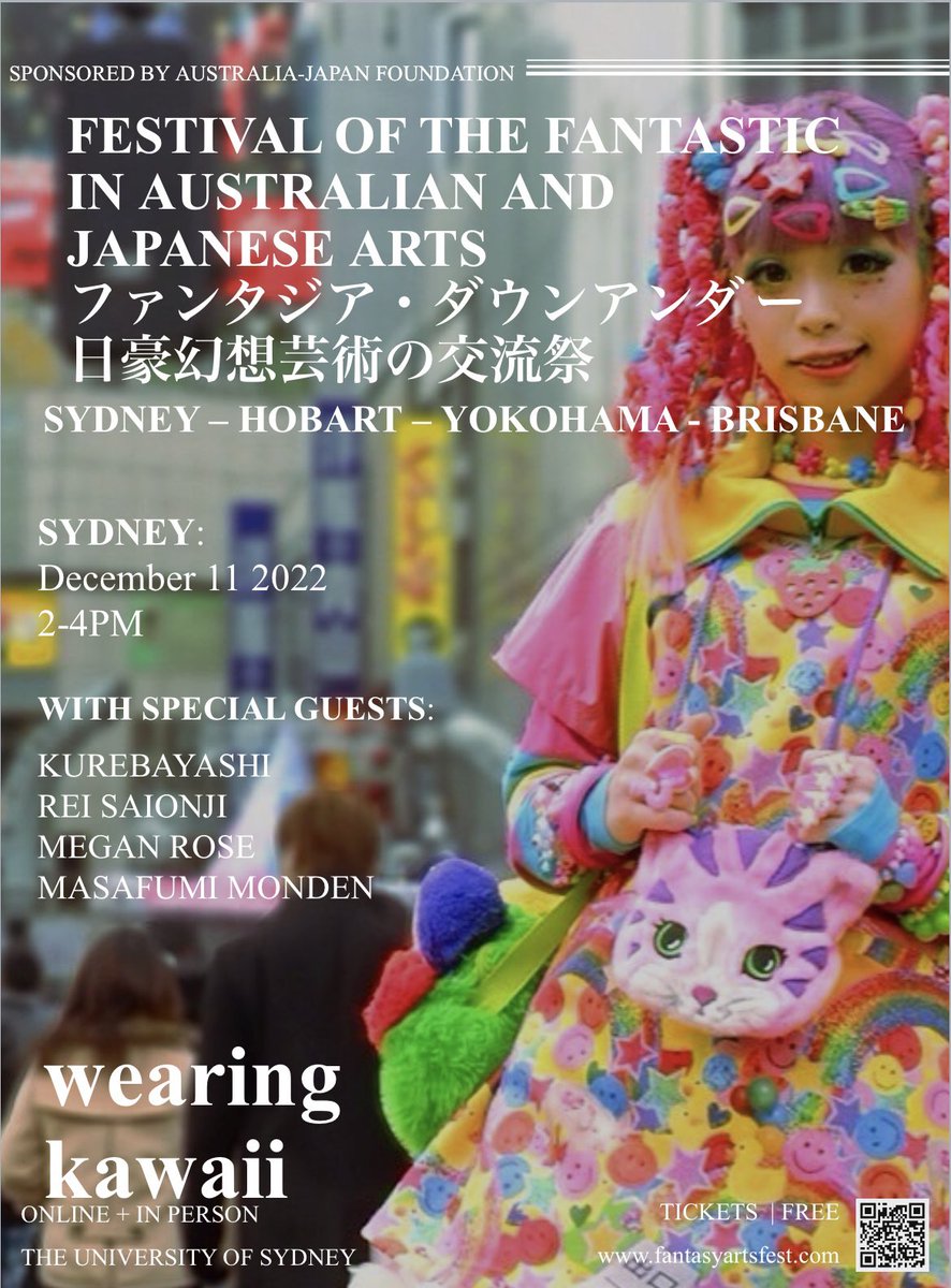 sifaremm's tweet photo. It’s this Sunday! Come and find out what Japanese street fashion icon Kurebayashi thinks of Australian kawaii style. It’s your chance to show your Australian kawaii idea.

At the University of Sydney (hybrid event with zoom)
@90884 @USydSLC ＠AustraliaInJPN @fantasyfestiva2 https://t.co/8WvnFCuN04