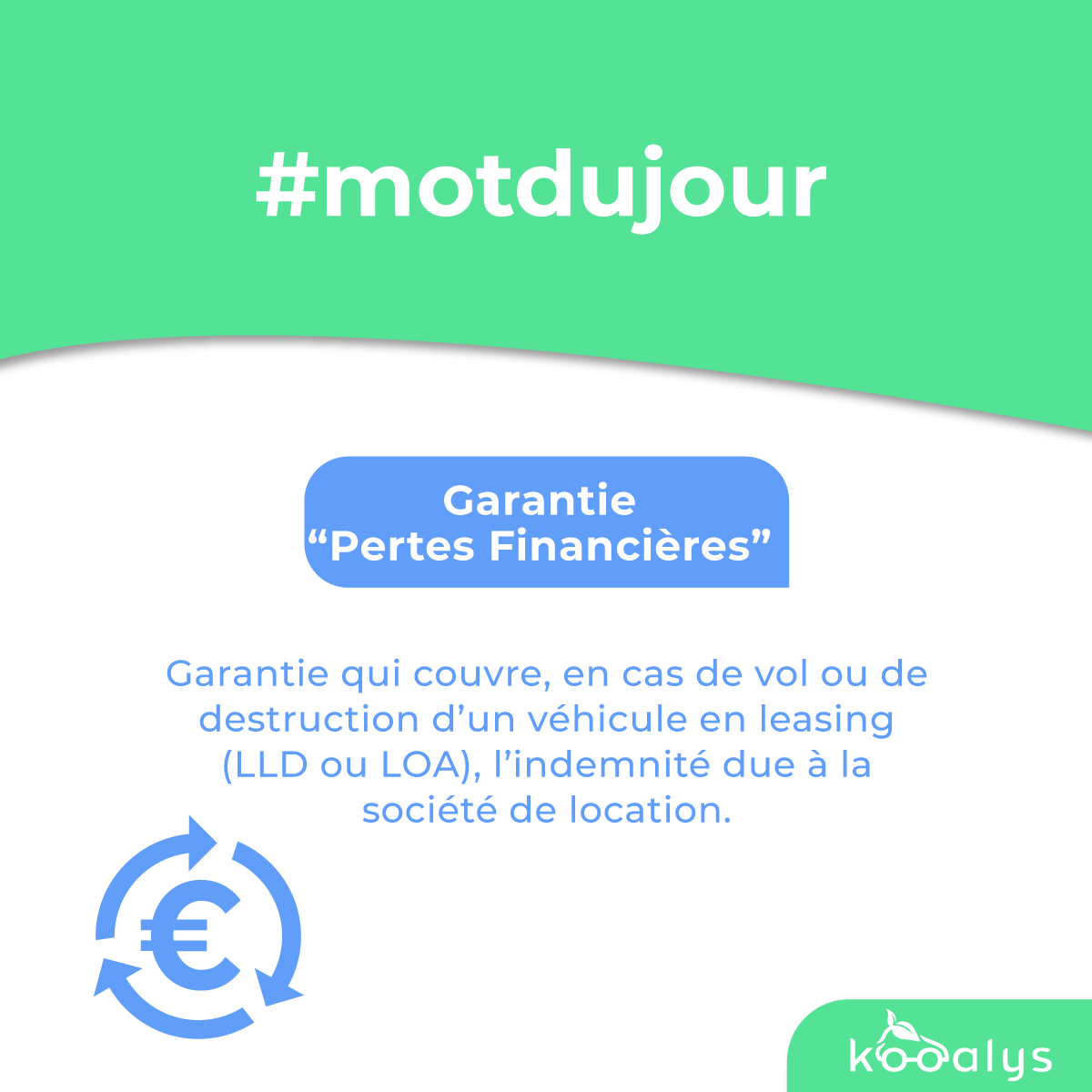 Le mot du jour : Garantie “Pertes Financières” 💸

Chez Kooalys, cette garantie est automatiquement acquise si vos véhicules sont en location 💪

On vous en dit plus ⬇️
bit.ly/3Y4zkR8

#assurance #voitures #leasing #sécurité #indemnisation #garantie