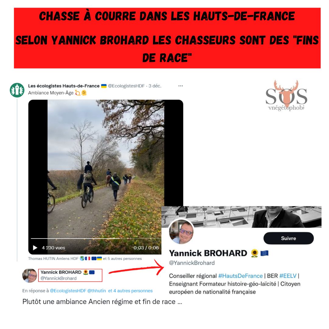 defendonschasse's tweet photo. Yannick Brohard traite les chasseurs de « fin de race » ! Décidément chez EELV ils sont vraiment charmants avec un vocabulaire des plus gracieux … 

#Cynégétophobie #EELV #Brohard #Région #hautsdefrance #chasse #chasseurs #chasseàcourre #Race https://t.co/DvVWQyVd3q