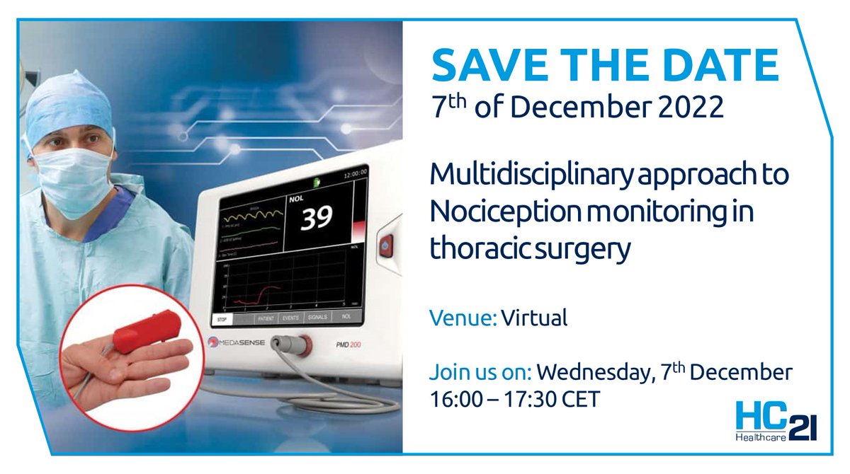 Registration is still open for an educational webinar on Nociception monitoring in thoracic surgery. Register here: shorturl.at/vBIMU  #NOL #nociceptionmonitoring #webinar