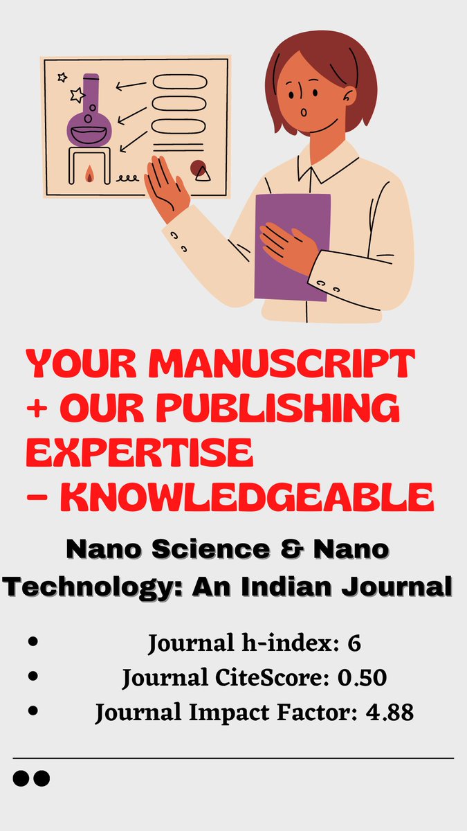 WorldIomc's tweet photo. #Nanoscience &amp; #nanotechnology : An Indian Journal ISSN: 0974-7494
It has been indexed in the Secret search engine lab, Directory of research journal indexing, Cosmos IF, China national knowledge infrastructure, Open J Gate, Google scholar, and CASS
visit: https://t.co/C9OUm7FzdT https://t.co/3B3UuG9TkJ
