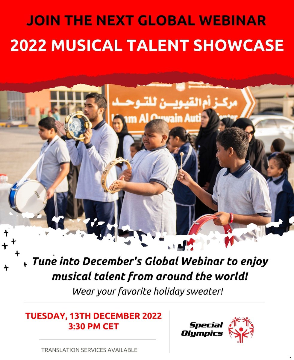 Celebrate the holidays with the talents of <a href="/SpecialOlympics/">Special Olympics</a>! ☃️
Put on your favourite holiday sweater and join us on 13 December for our Global Webinar and Musical Talent Show! 🎶
Register here: fal.cn/3ubFz #InclusionRevolution