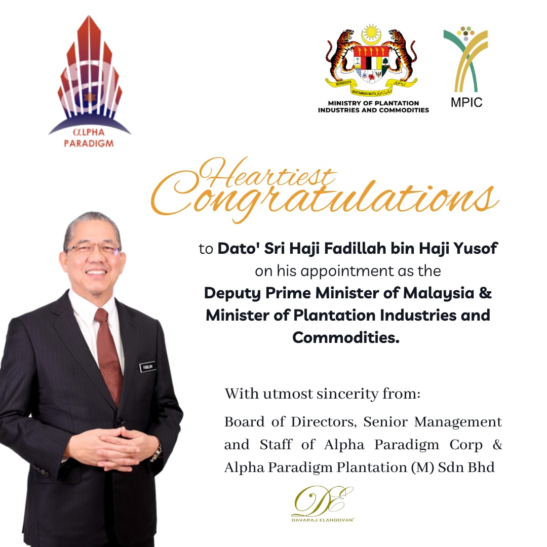 alphaparadigm_'s tweet image. Congratulations to Dato&apos; Sri Haji Fadillah bin Haji Yusof, being appointed as the first Deputy Prime Minister from Sarawak and Minister of Plantation and Commodities. 

It’s a huge recognition for Borneo as first DPM from East Malaysia. 
🇲🇾🇲🇾🇲🇾🇲🇾🇲🇾

#AlphaParadigmCorp #APCorp #DE